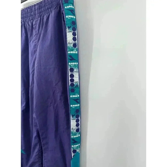 Diadora MVB Men's Track Pant Purple Retro‎ Mesh Lined Ankle Zip Pull On Size M - Picture 3 of 7